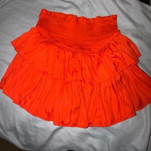 Chic Orange Ruffled Mini Skirt